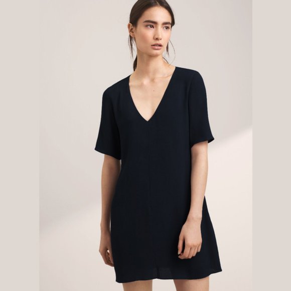 [SOLD] Aritzia Wilfred Ronja Dress Black Short Sleeve Tie - Picture 1 of 7
